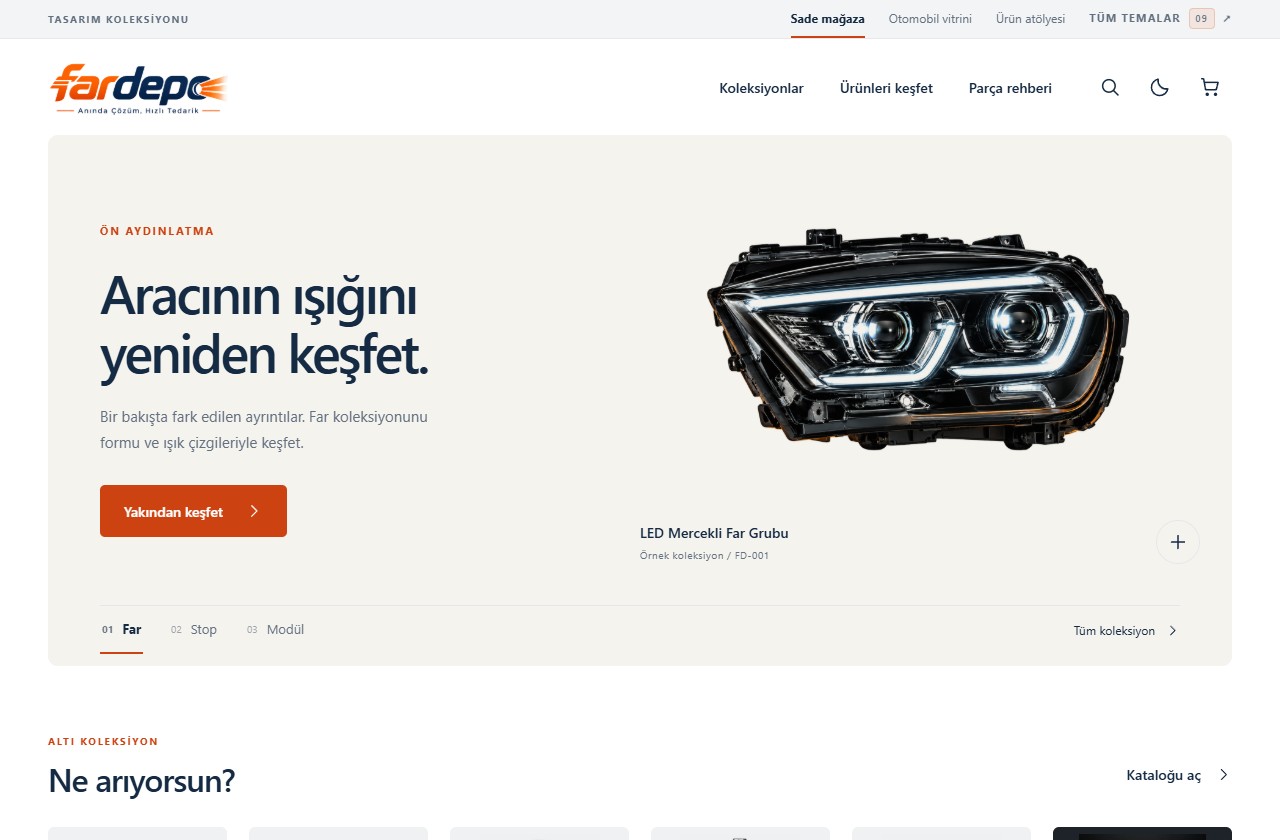 Sade mağaza sayfasının ekran önizlemesi